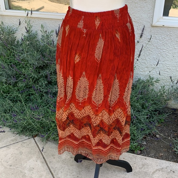 Soft Surrounding Fiery Feather Rustic Boho Maxi Skirt Size S - Picture 6 of 10